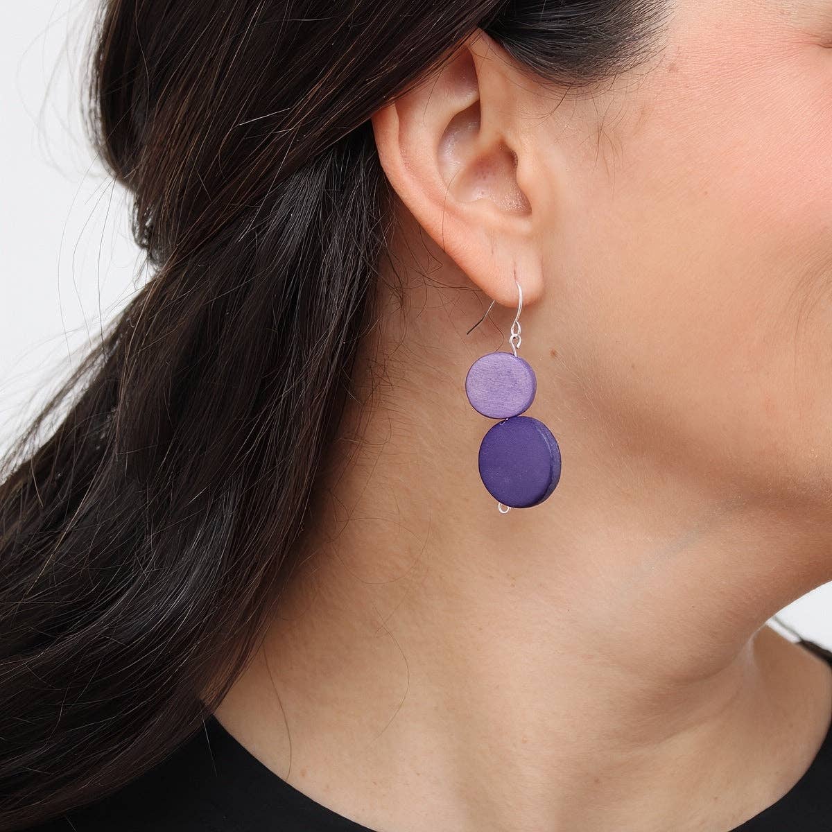 Purple Georgie Two Bead Drop Earrings