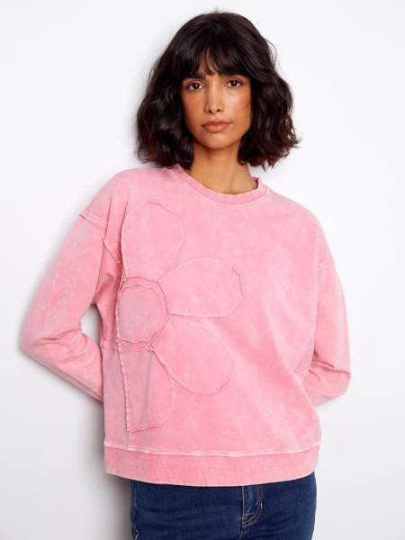Pink Long Sleeve Flower Top
