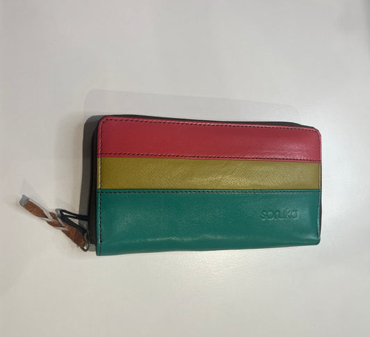 Colorblock Zip Leather Wallet