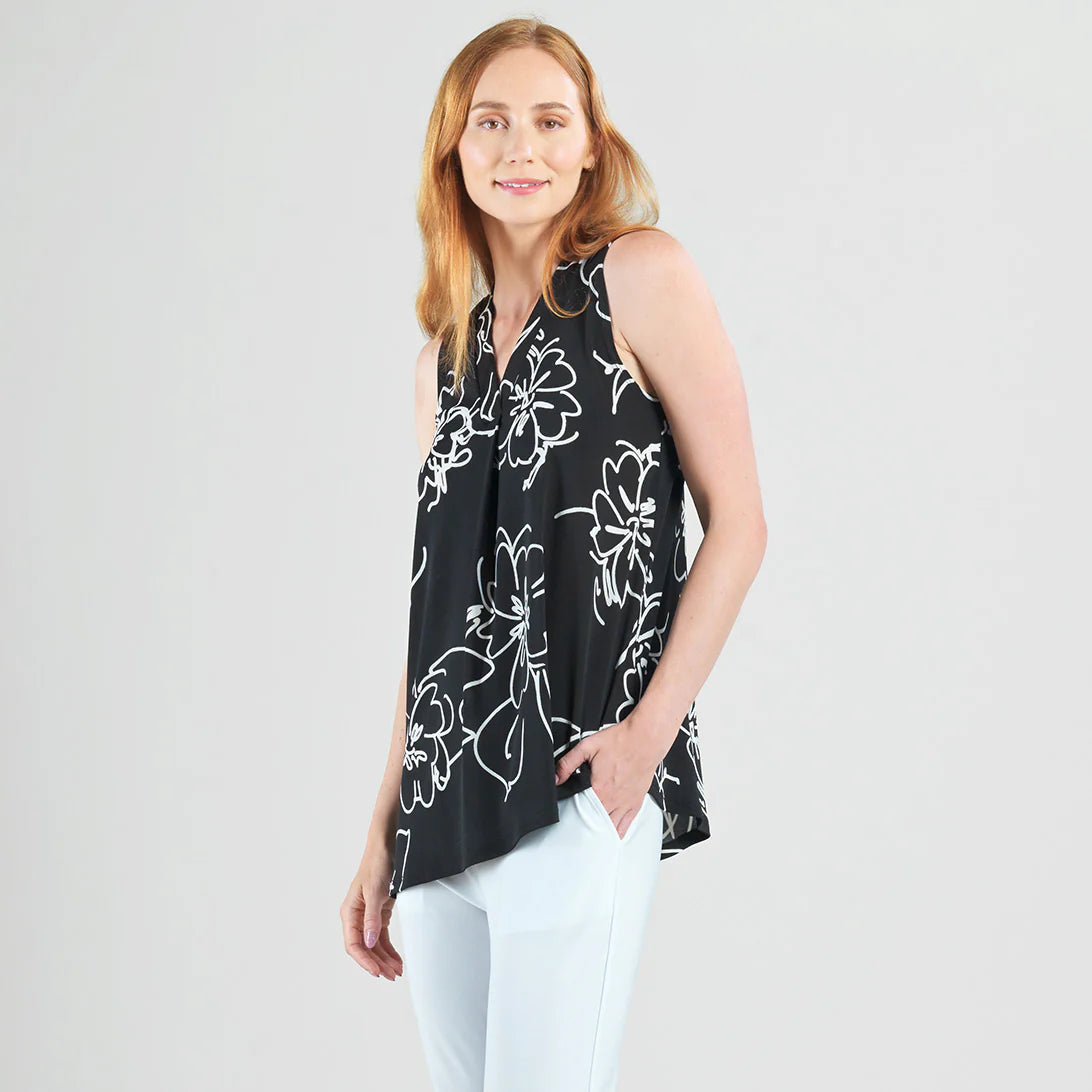 Crepe Knit Asymmetrical Tunic Tank