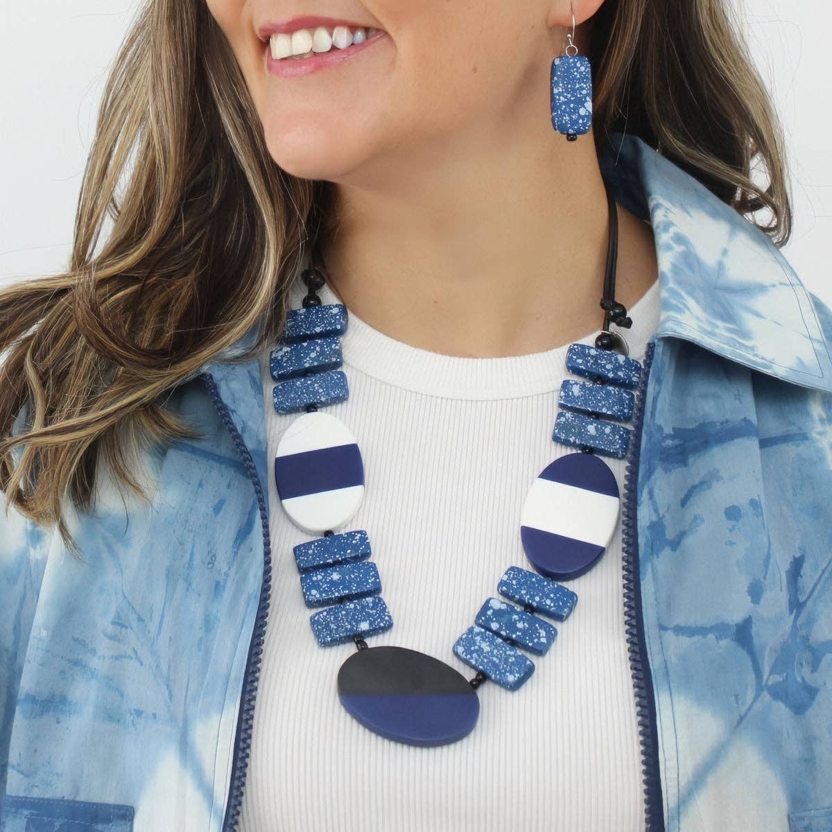 Blue Spackled Monroe Statement Necklace
