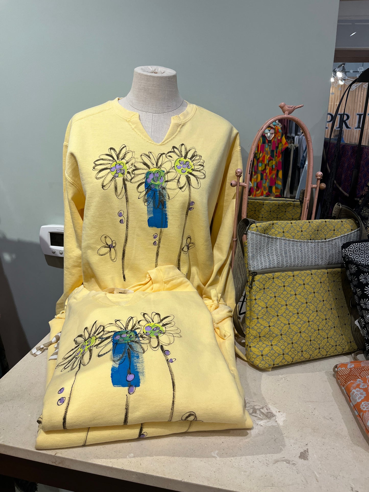 "Daisy Dream" Hand-Painted Artisan Pullover