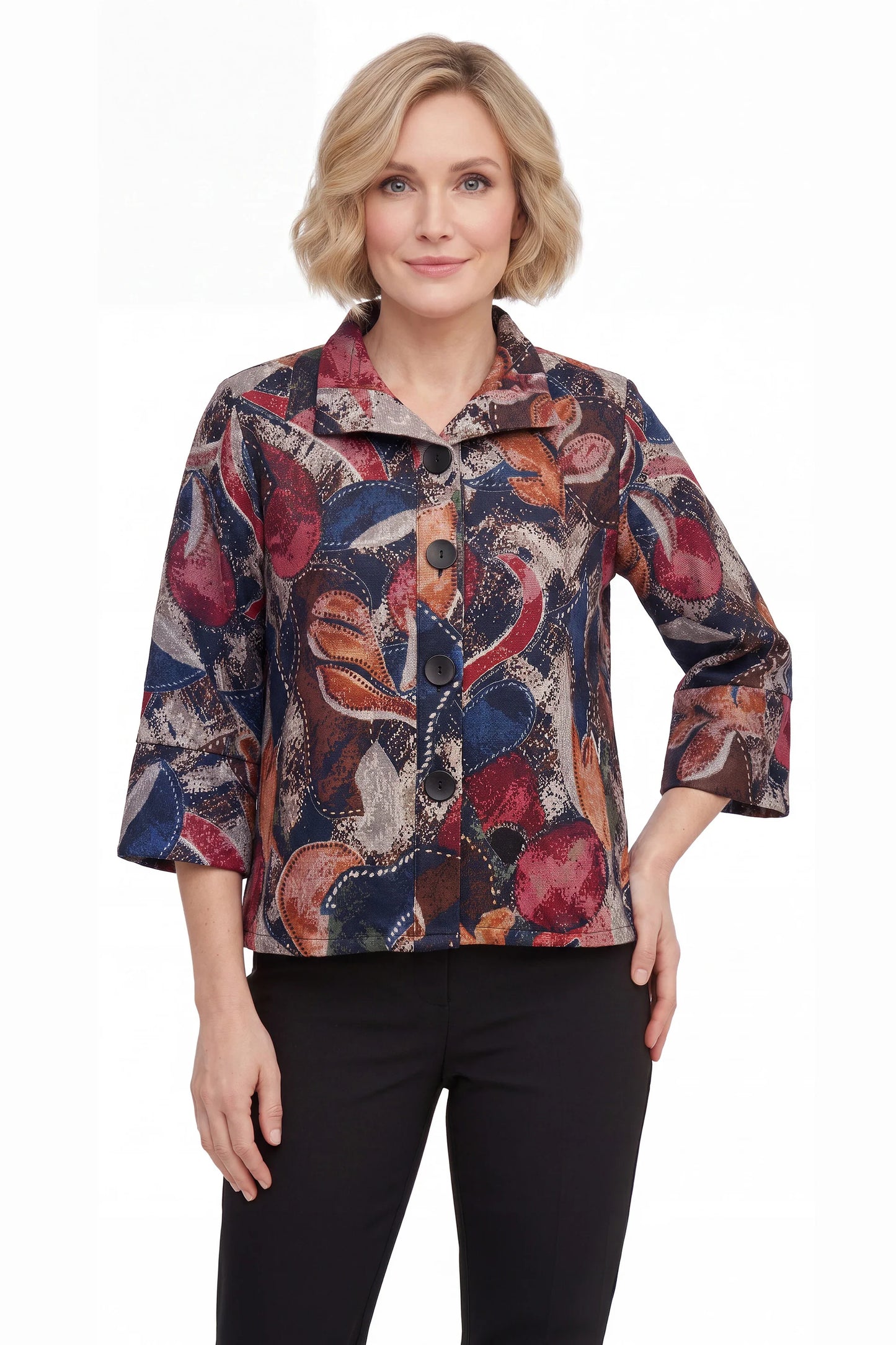 Abstract Floral Classic Collared Jacket