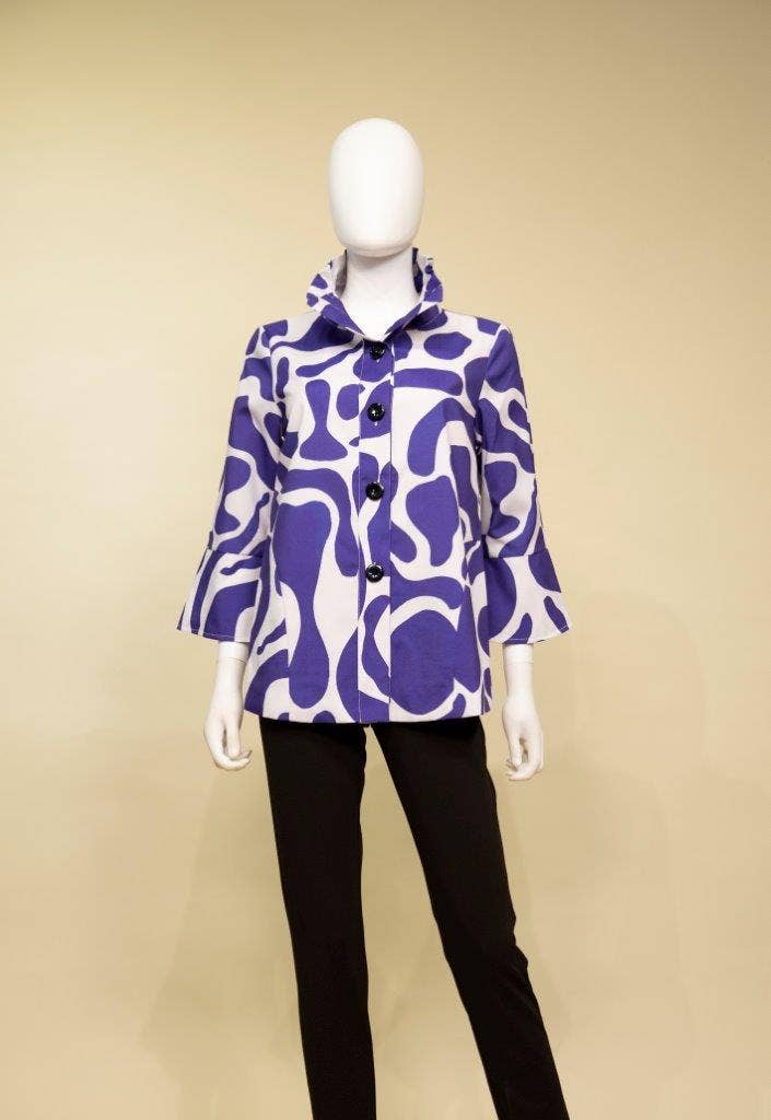 Print Jacket with Wired Collar