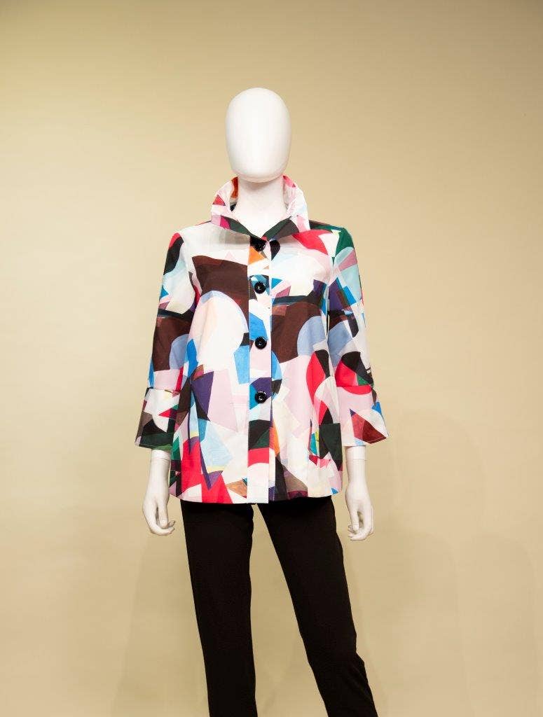 Print Jacket with Wired Collar