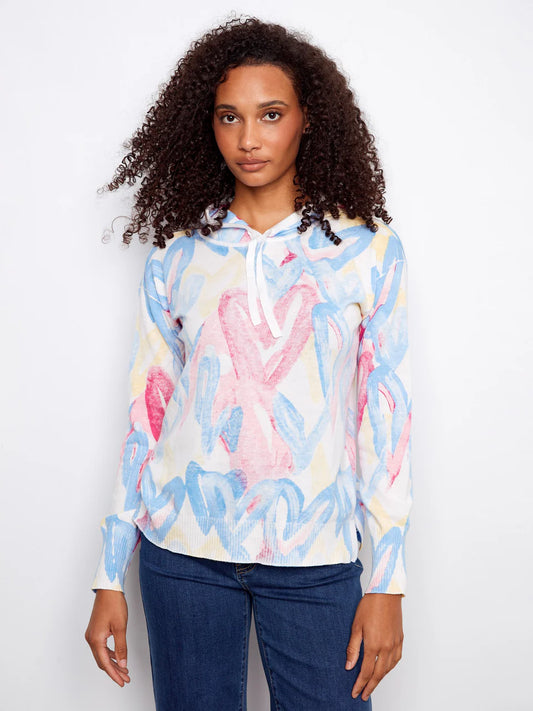 Reverse Heart Print Hoodie – Rainbow