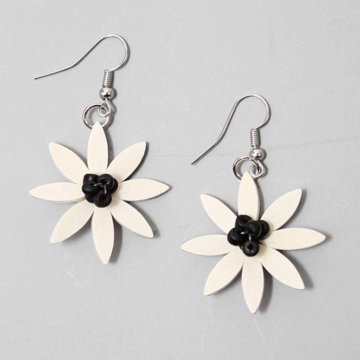 Black and White Amaya Flower Earrings