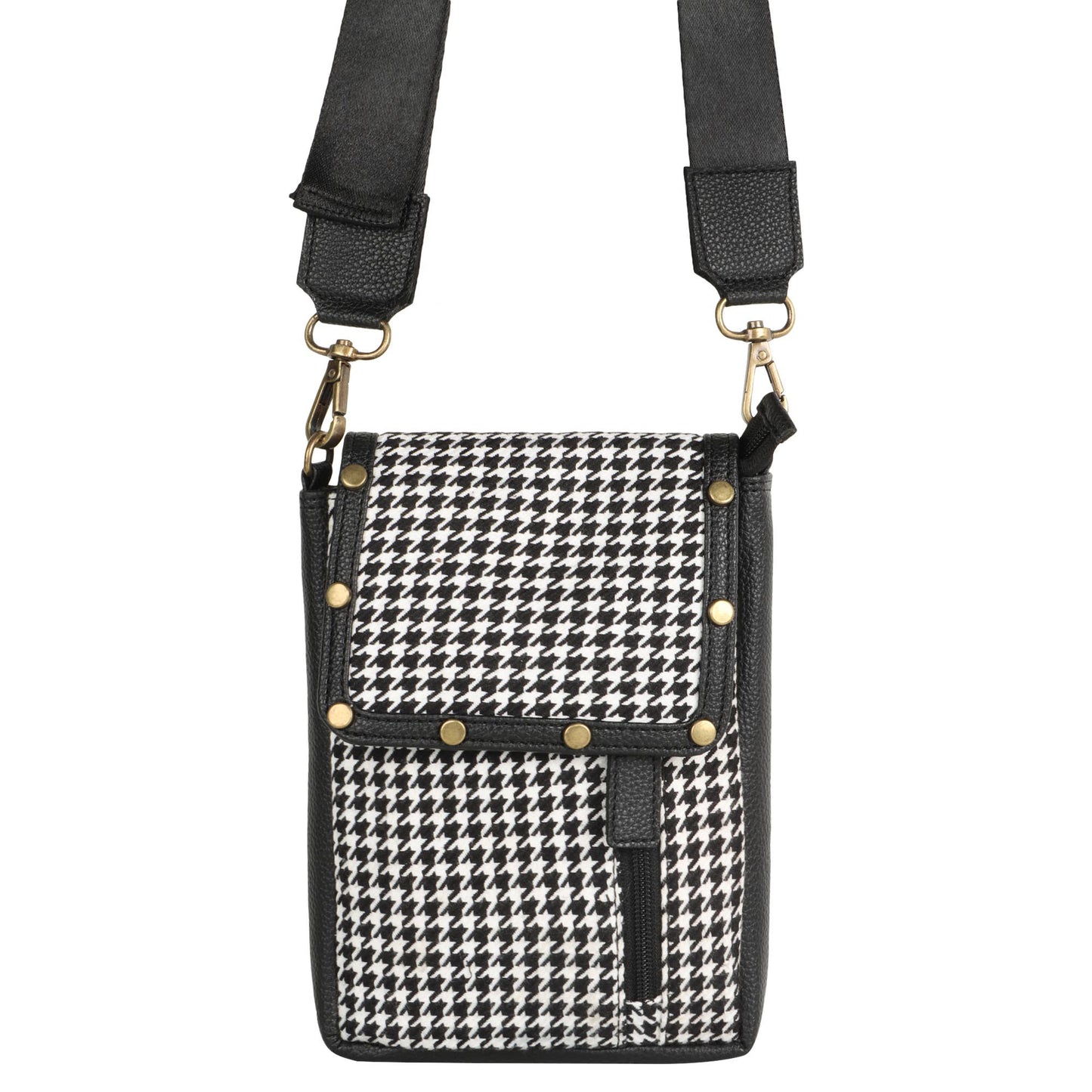 Millie Houndstooth Front Close Sling Bag