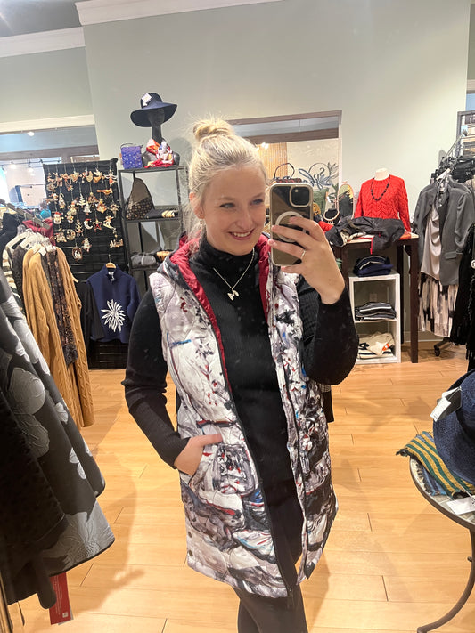 Piano Blues Long Hoodie Vest