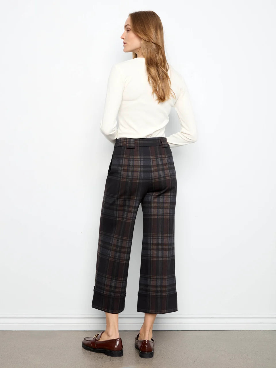 Plaid Cropped Wide Leg Pant