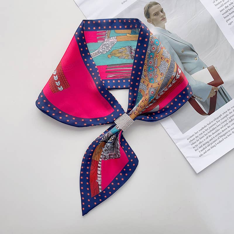 Red Ribbon and Reins Gem Loop Scarf