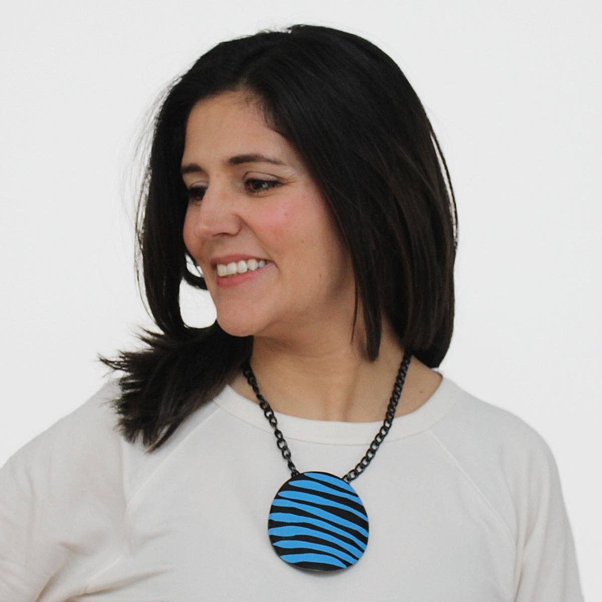 Blue Zebra Pendant Necklace