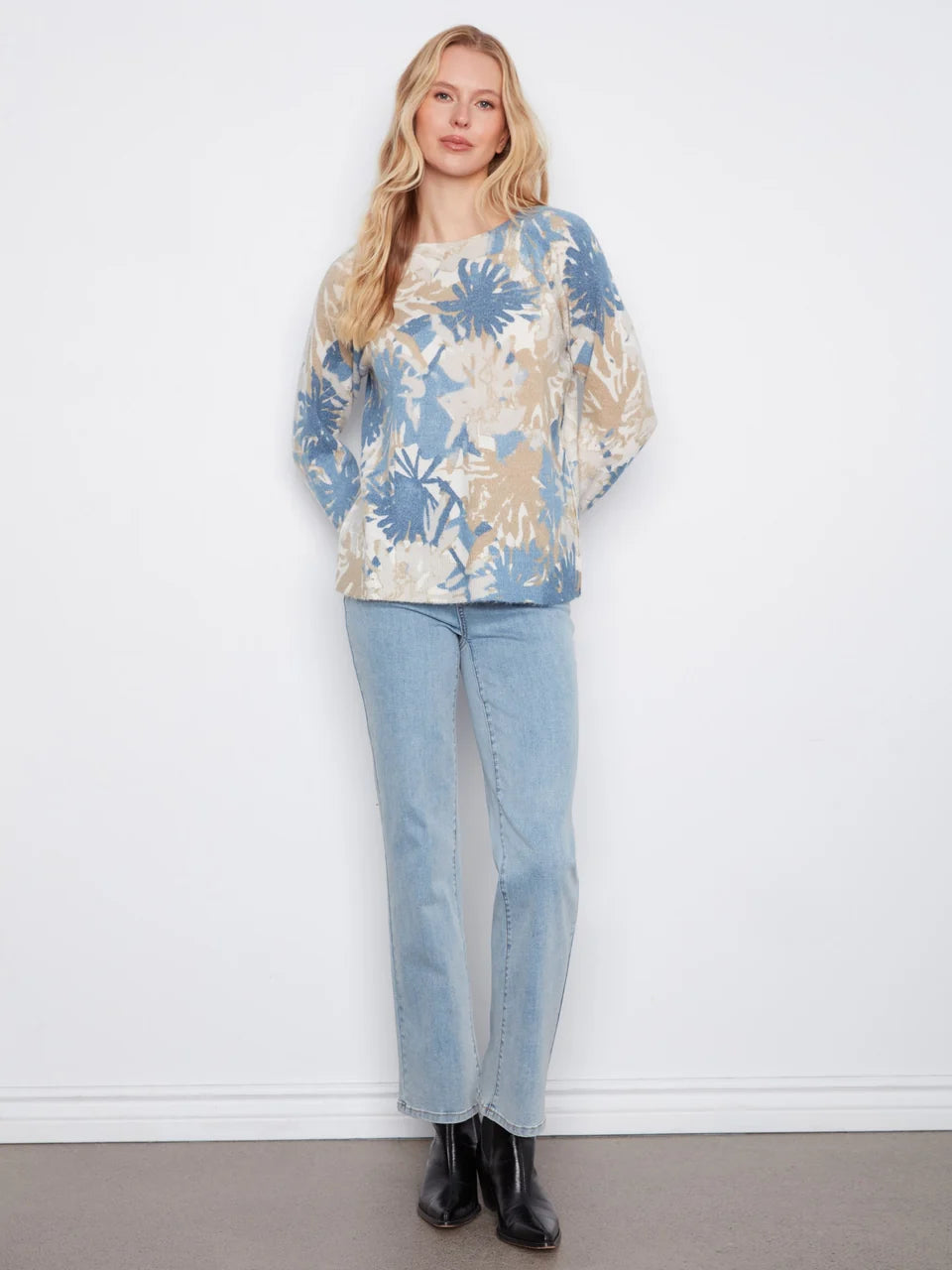 Reversible Printed Crew Neck Sweater