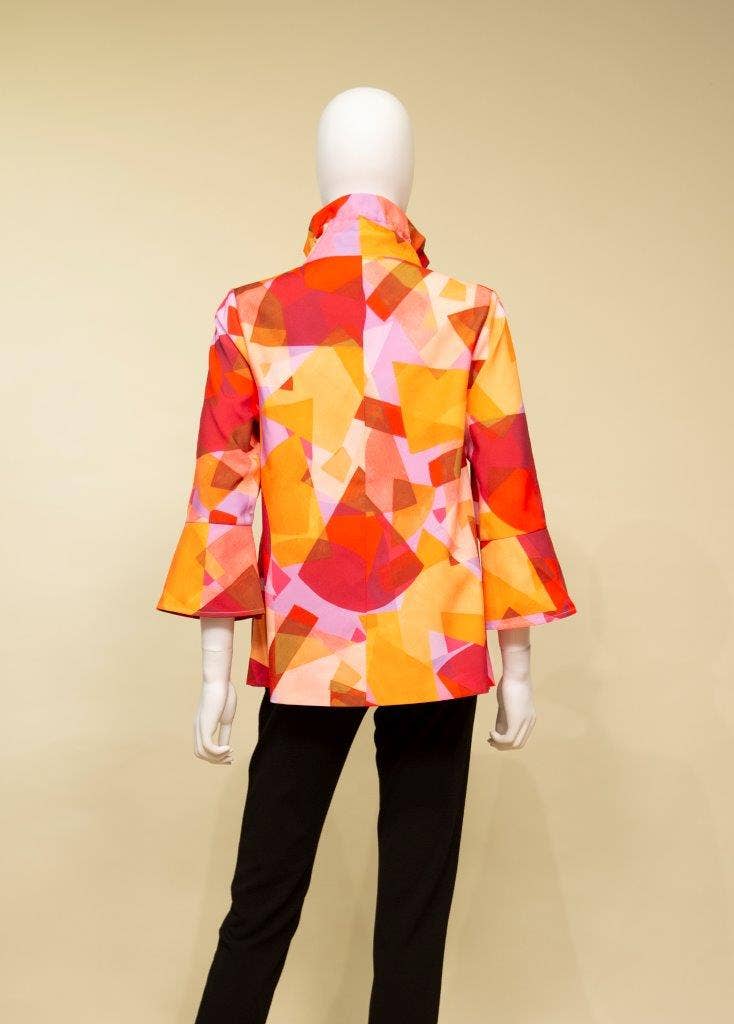 Print Jacket with Wired Collar