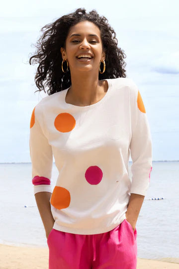 White Circle Pattern Sweater