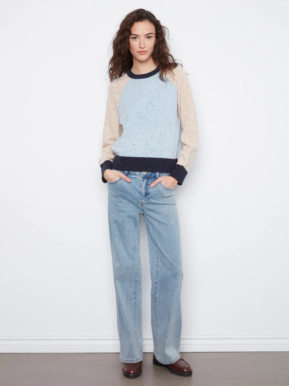 Speckled Color Block Sweater