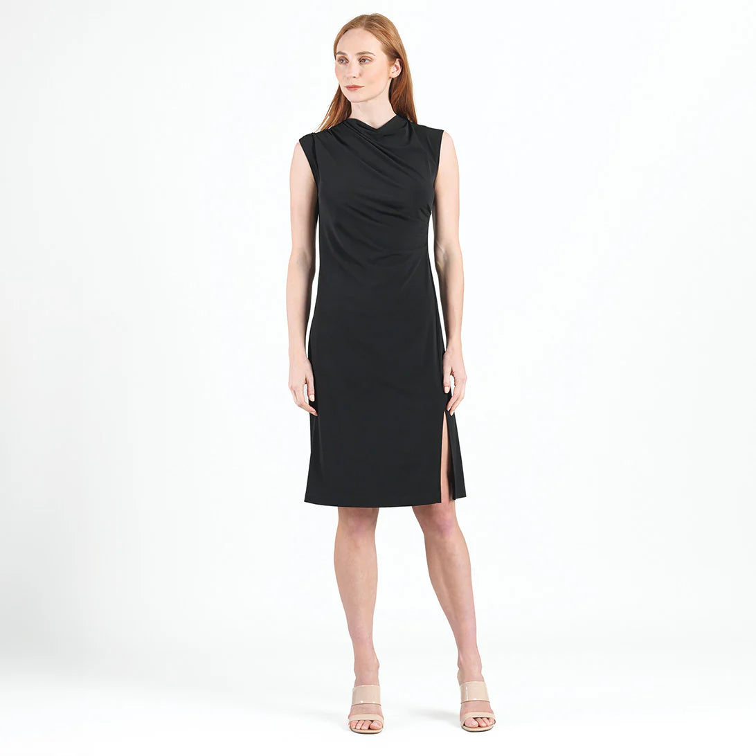Signature Side Slit Black Midi Dress