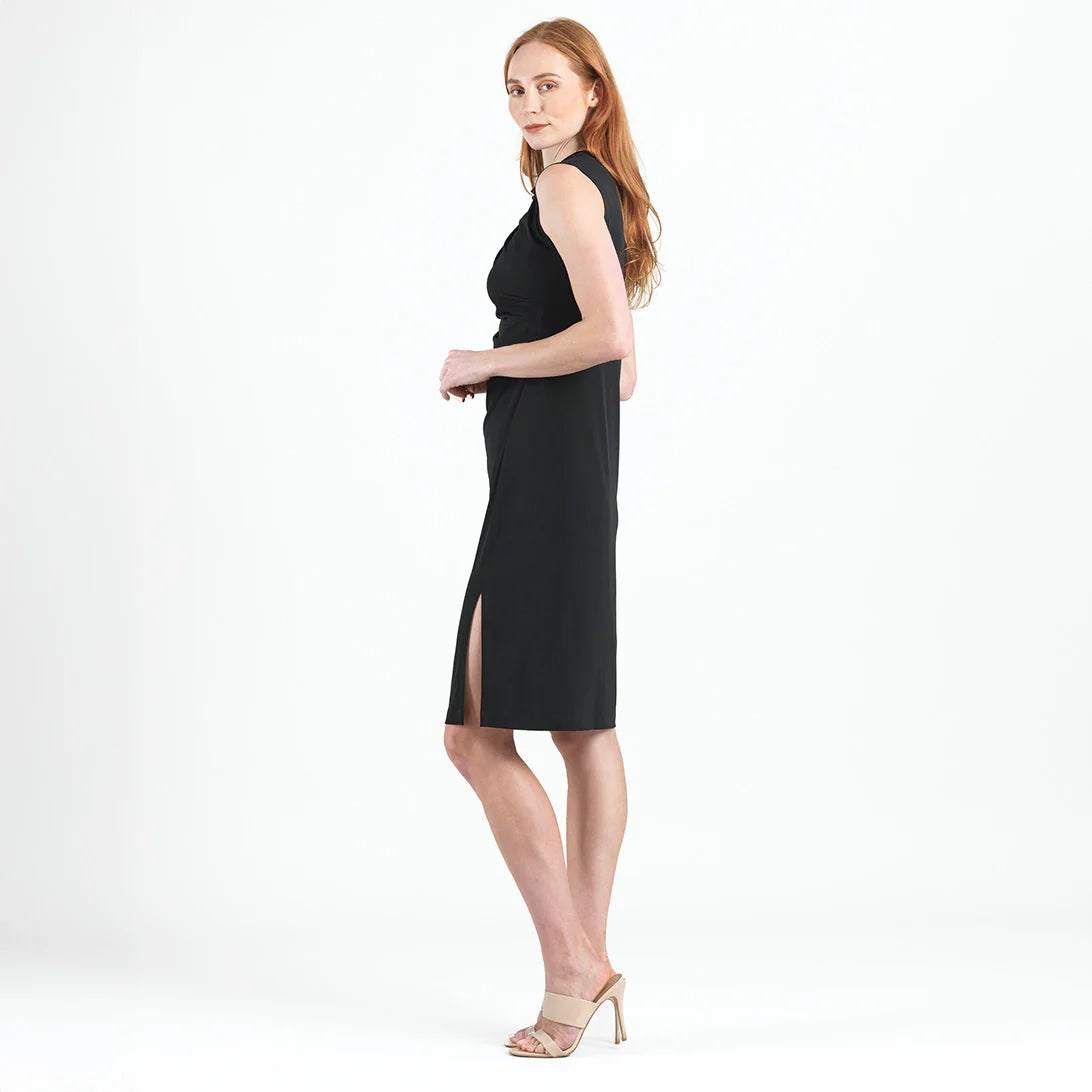 Signature Side Slit Black Midi Dress