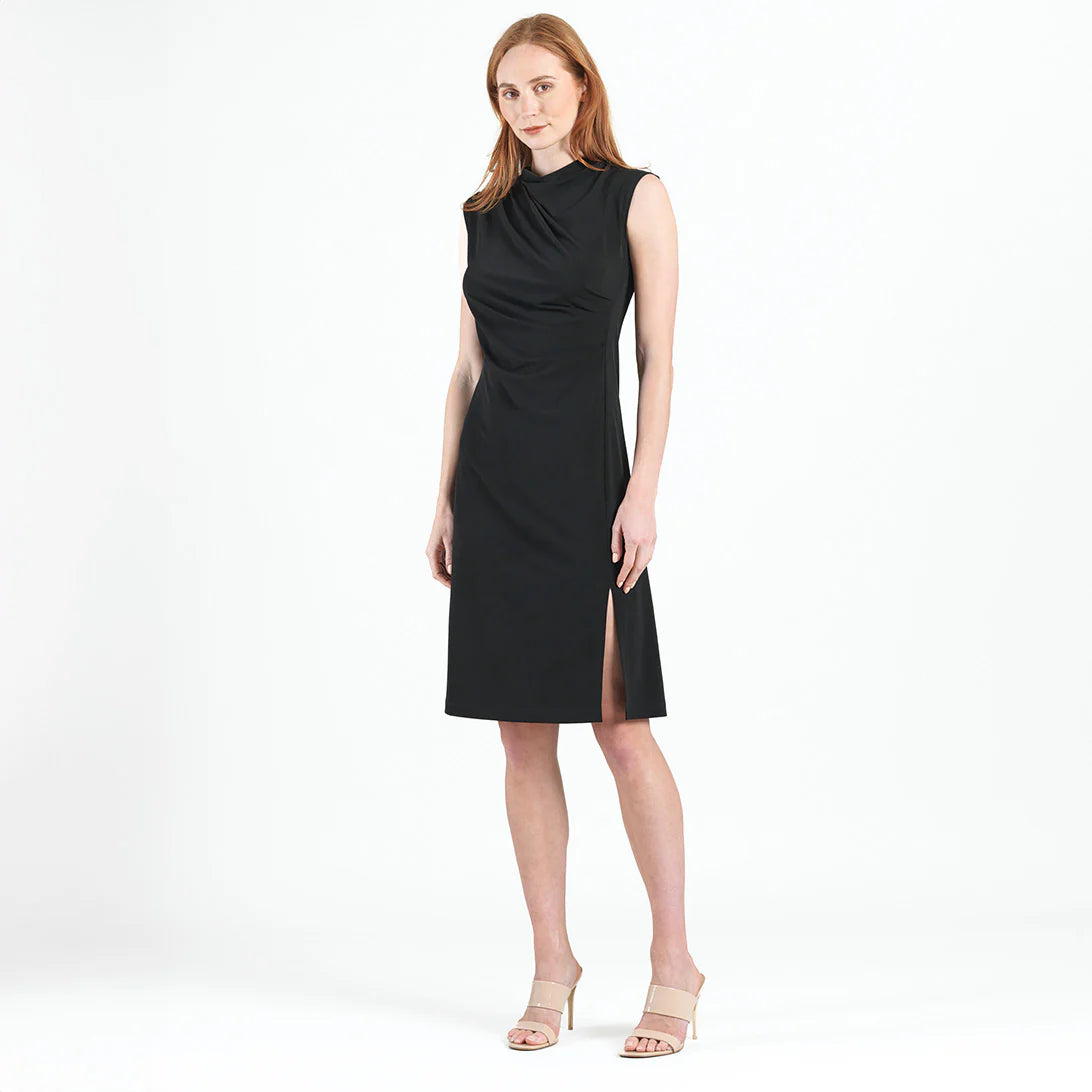 Signature Side Slit Black Midi Dress