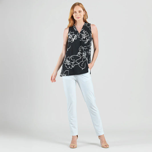 Crepe Knit Asymmetrical Tunic Tank