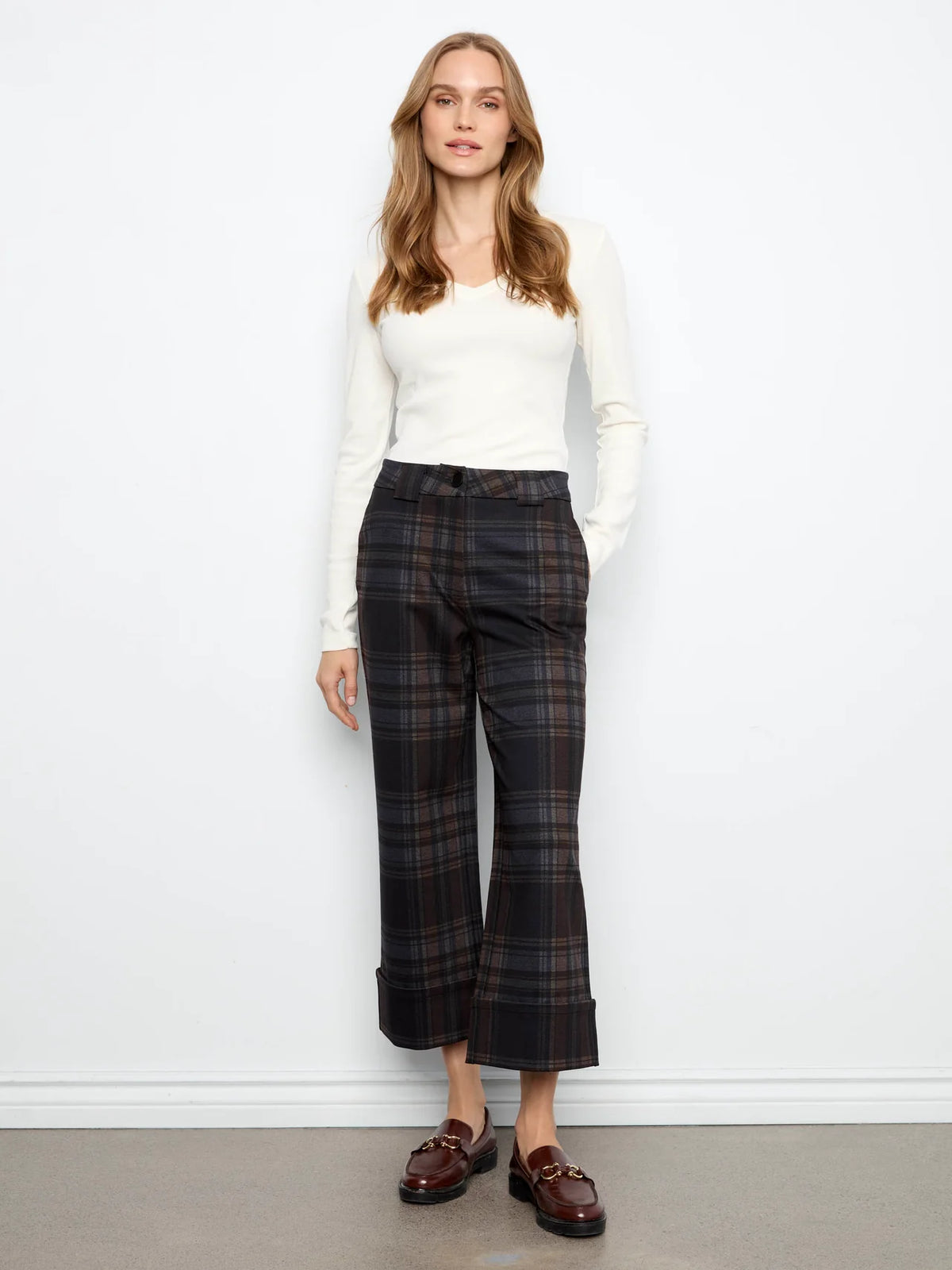 Plaid Cropped Wide Leg Pant