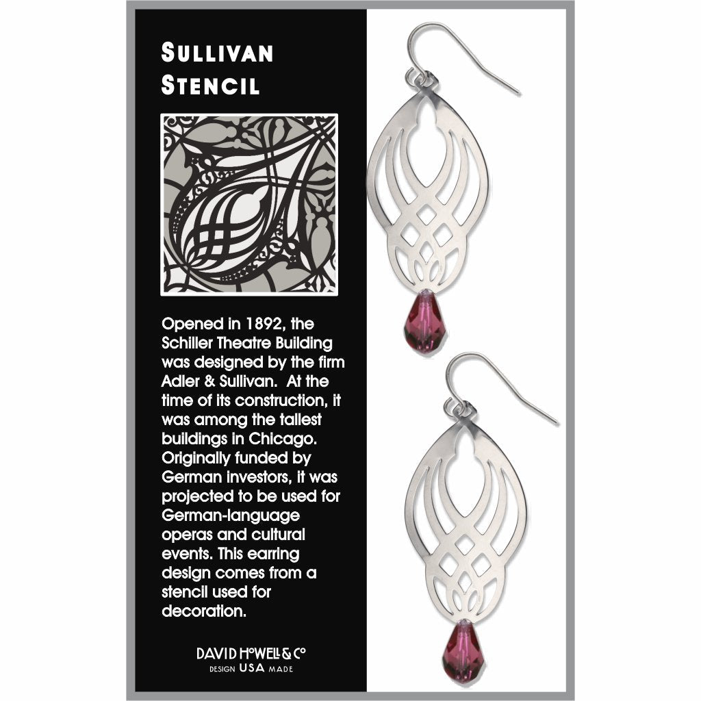 SULLIVAN THEATER BUILDING AMETHYST STENCIL EARRINGS