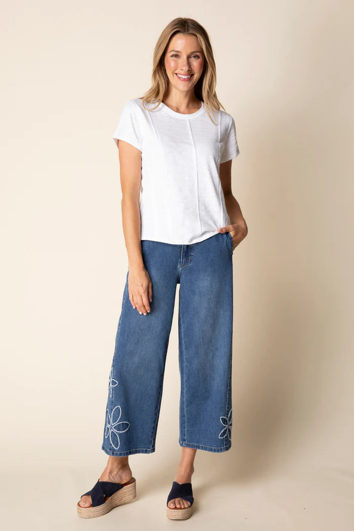 Tossed Floral Cropped Jean