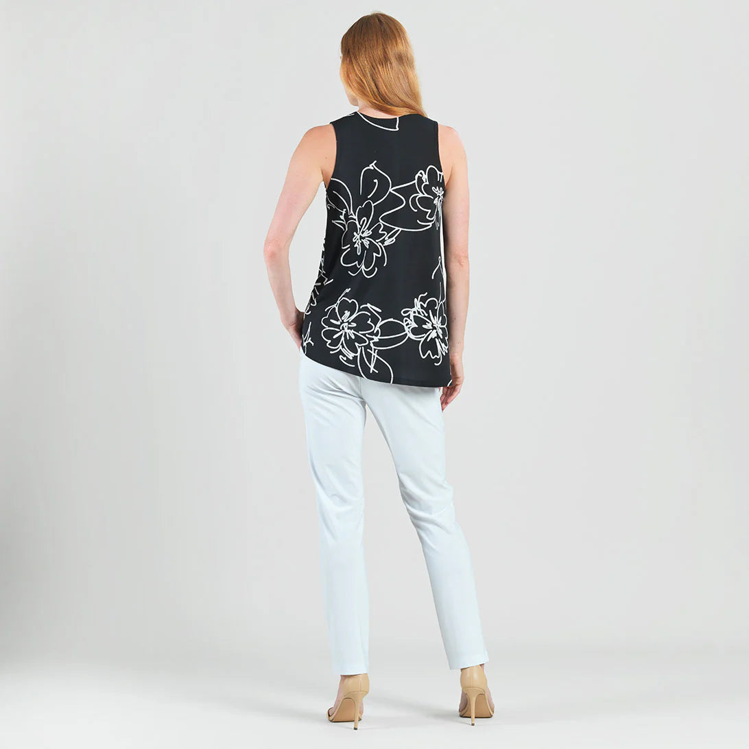 Crepe Knit Asymmetrical Tunic Tank