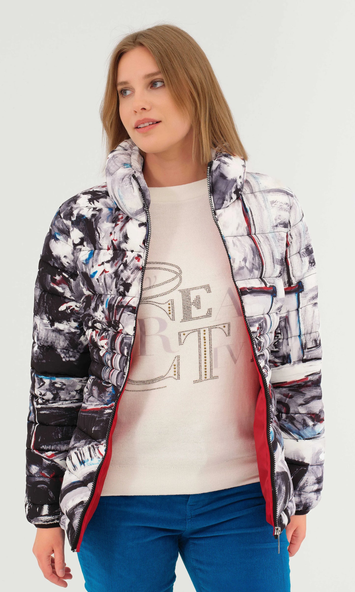 Art-Inspired Stand Collar Jacket