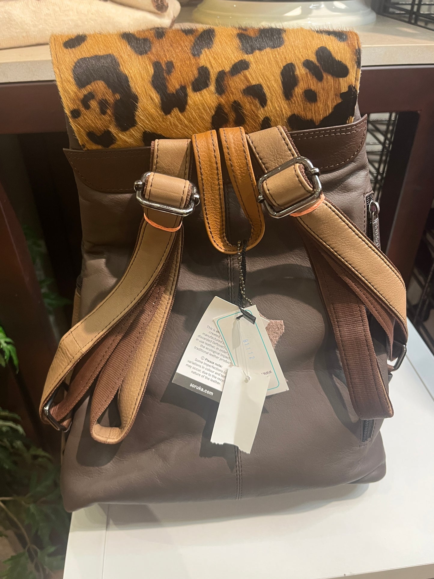 Animal Print Leather Backpack