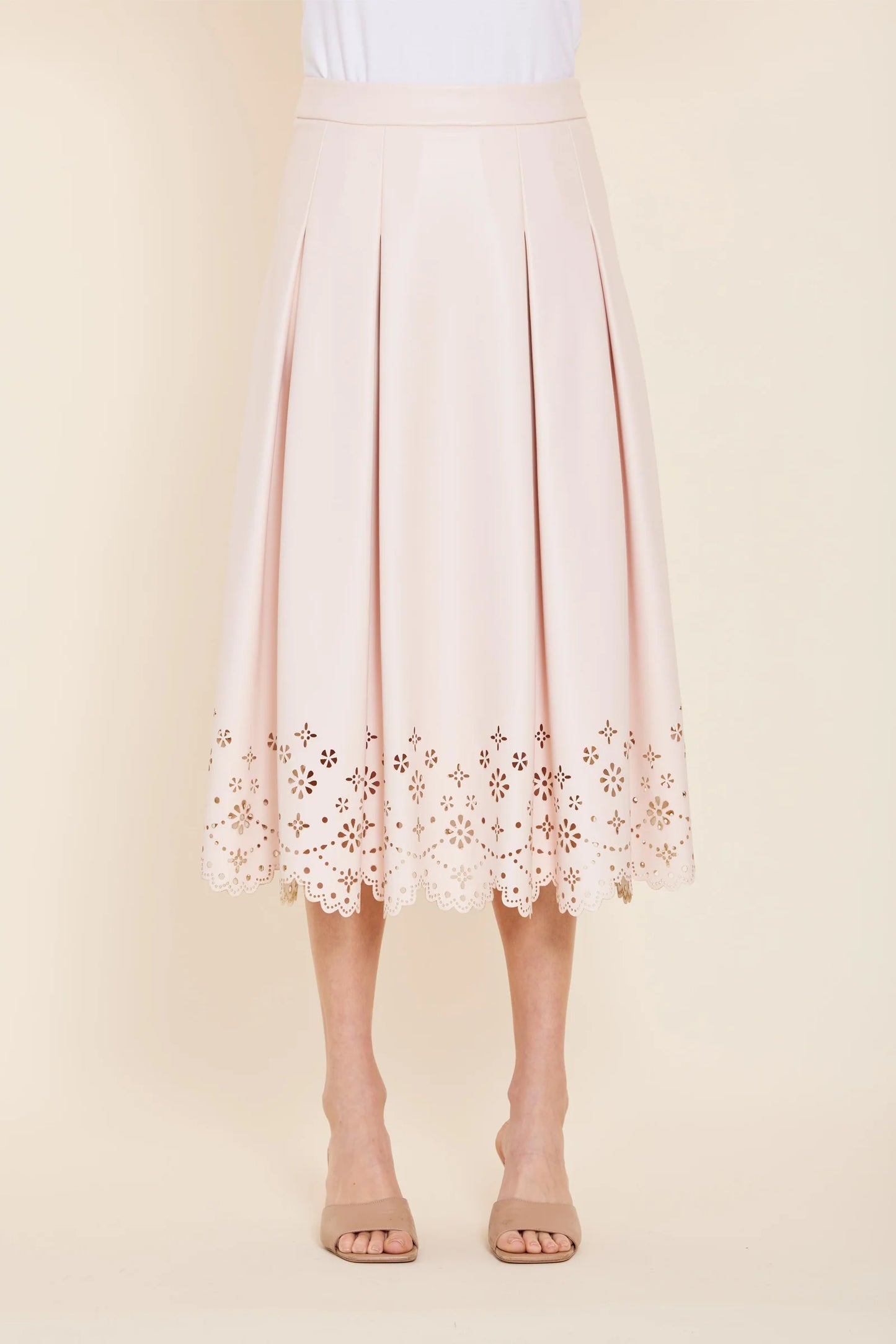 Light Pink Faux Leather 2-Piece Set – Top & Skirt