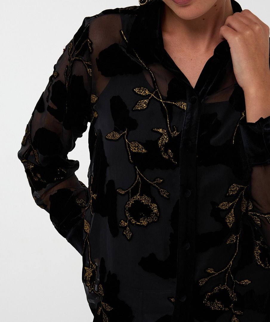Burnout Velvet Flower Blouse