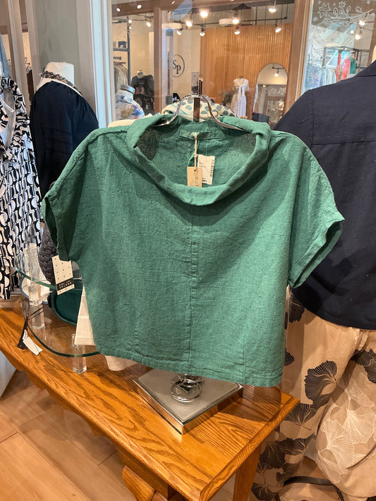 Roll Sleeve Cowl Top