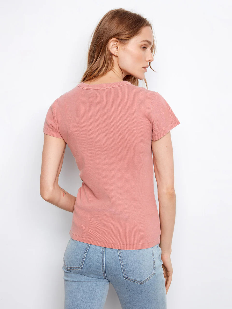 Tencel Ribbed Crew Neck Tee – Carnation