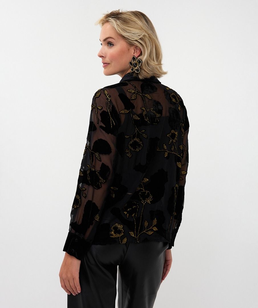 Burnout Velvet Flower Blouse