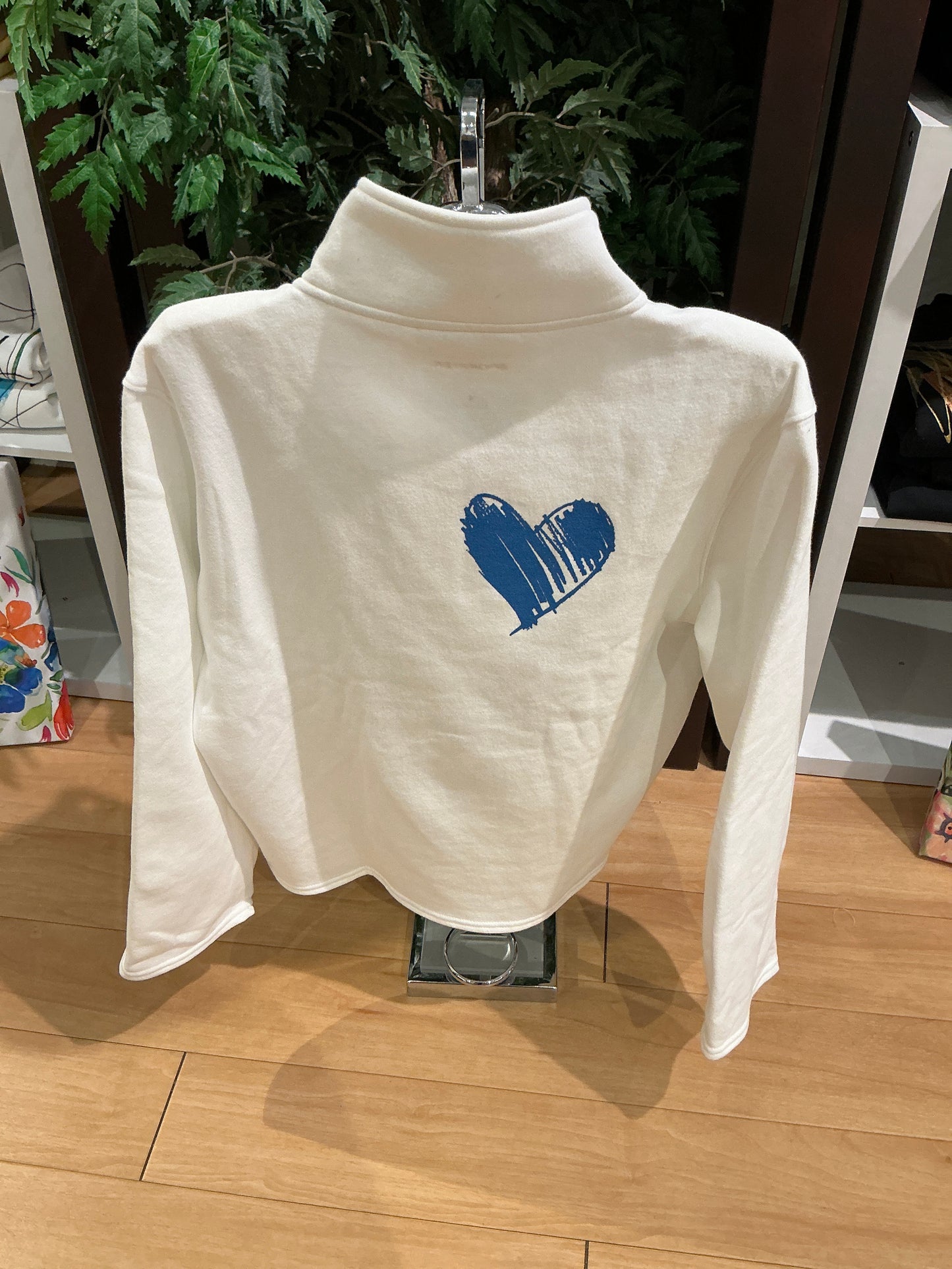 Blue Heart White Sweatshirt