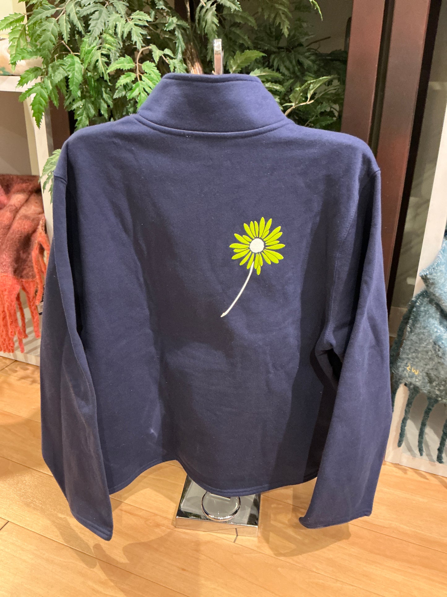 Navy & Lime Green Flower Sweatshirt