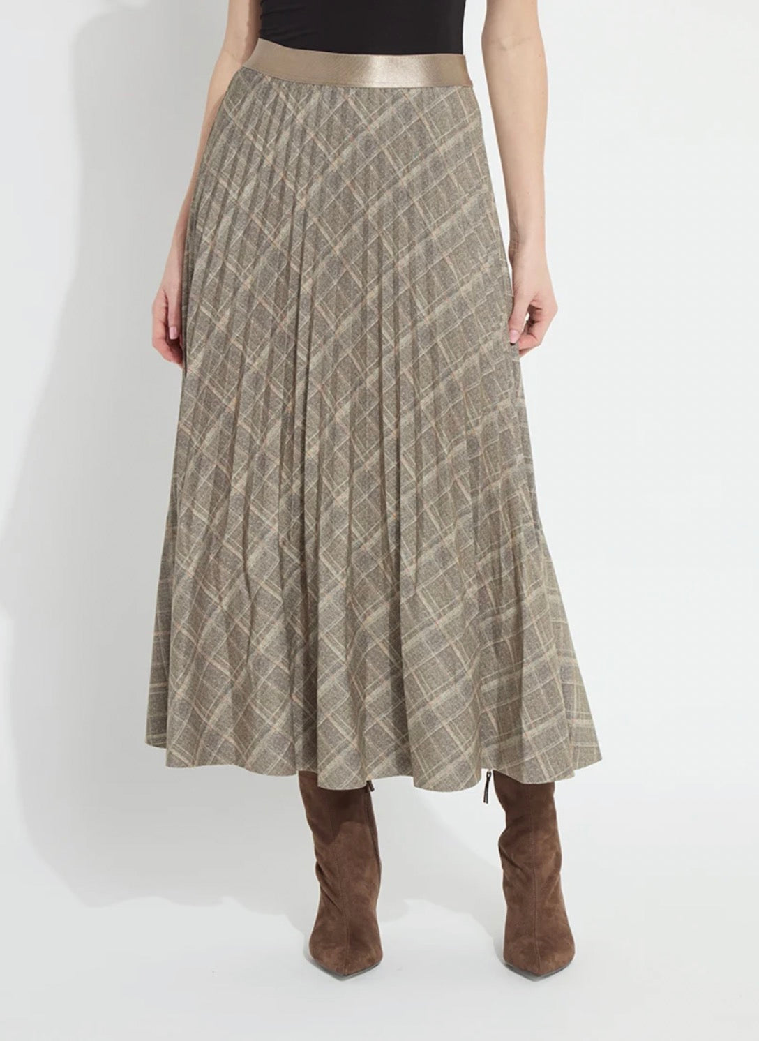 Sabrina Ponte Pleated Midi Skirt