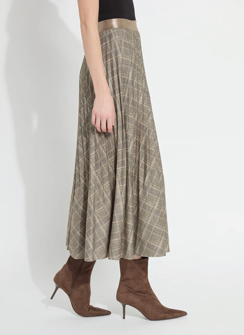 Sabrina Ponte Pleated Midi Skirt