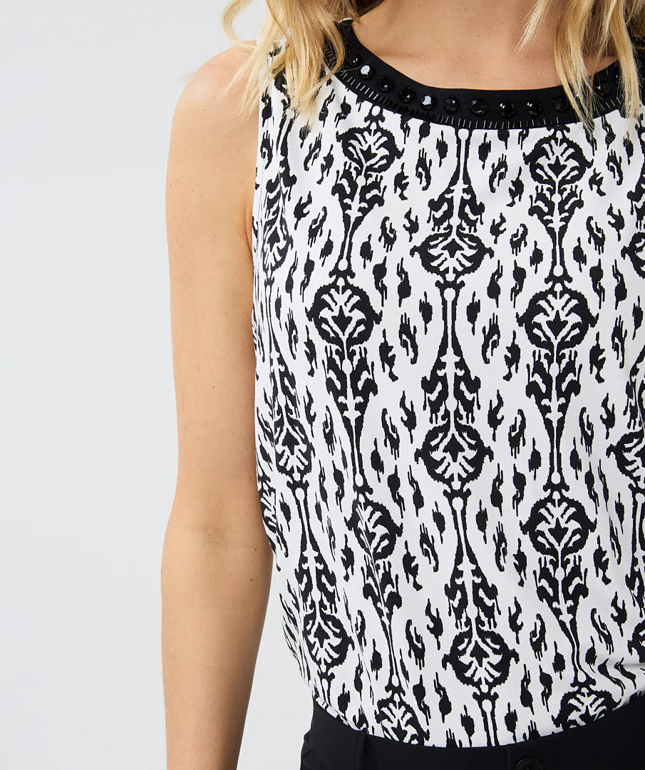 ESQUALO 30234 BLACK & WHITE PRINT TOP