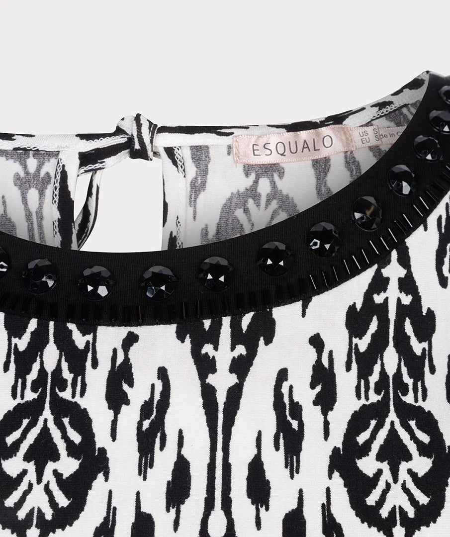 ESQUALO 30234 BLACK & WHITE PRINT TOP