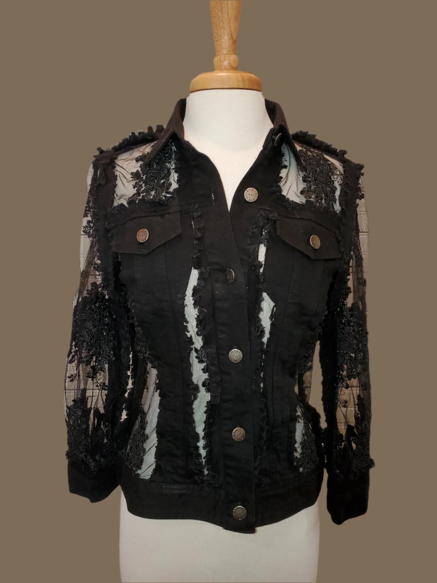 AZI Black Denim & Lace Short Jacket