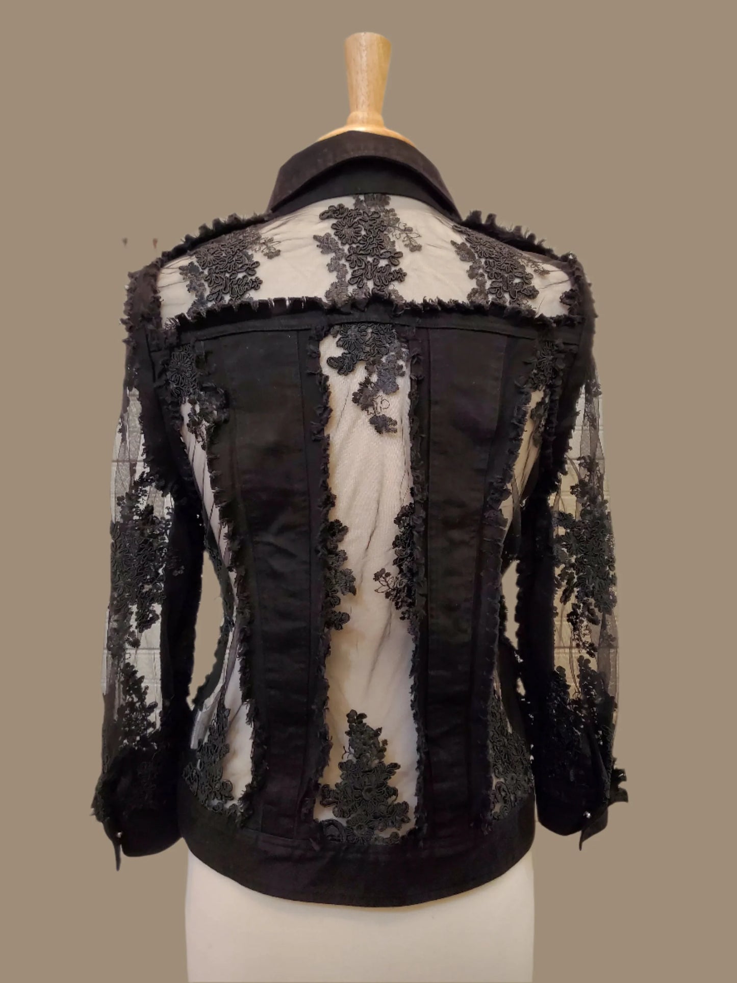 AZI Black Denim & Lace Short Jacket