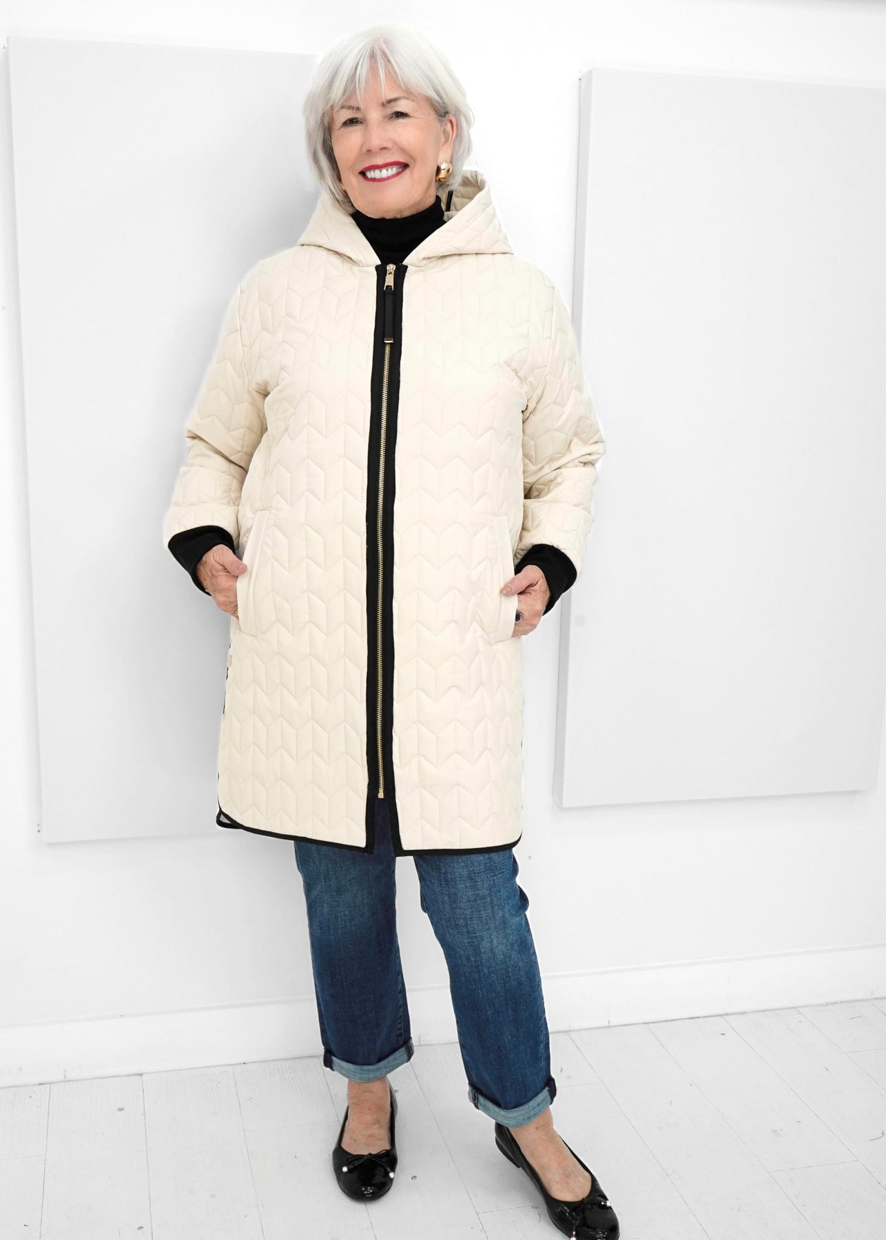 Quilted Stretch Relaxed Fit Coat