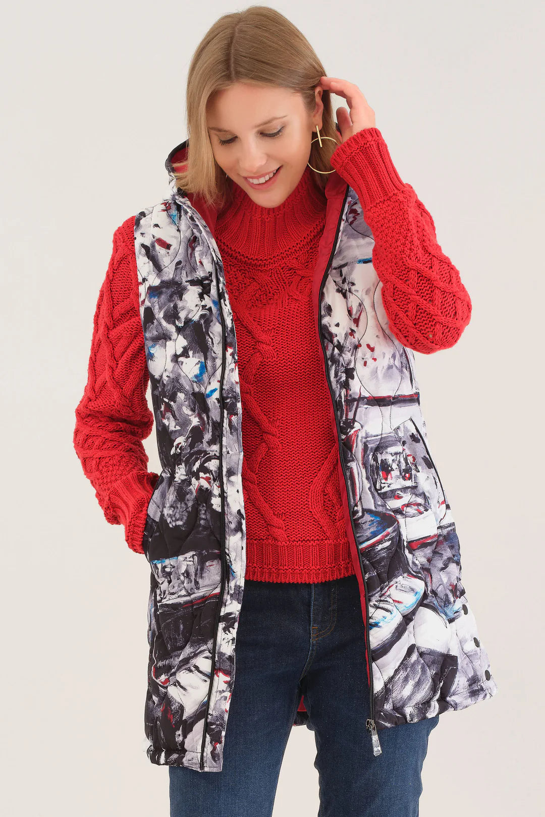 Piano Blues Long Hoodie Vest