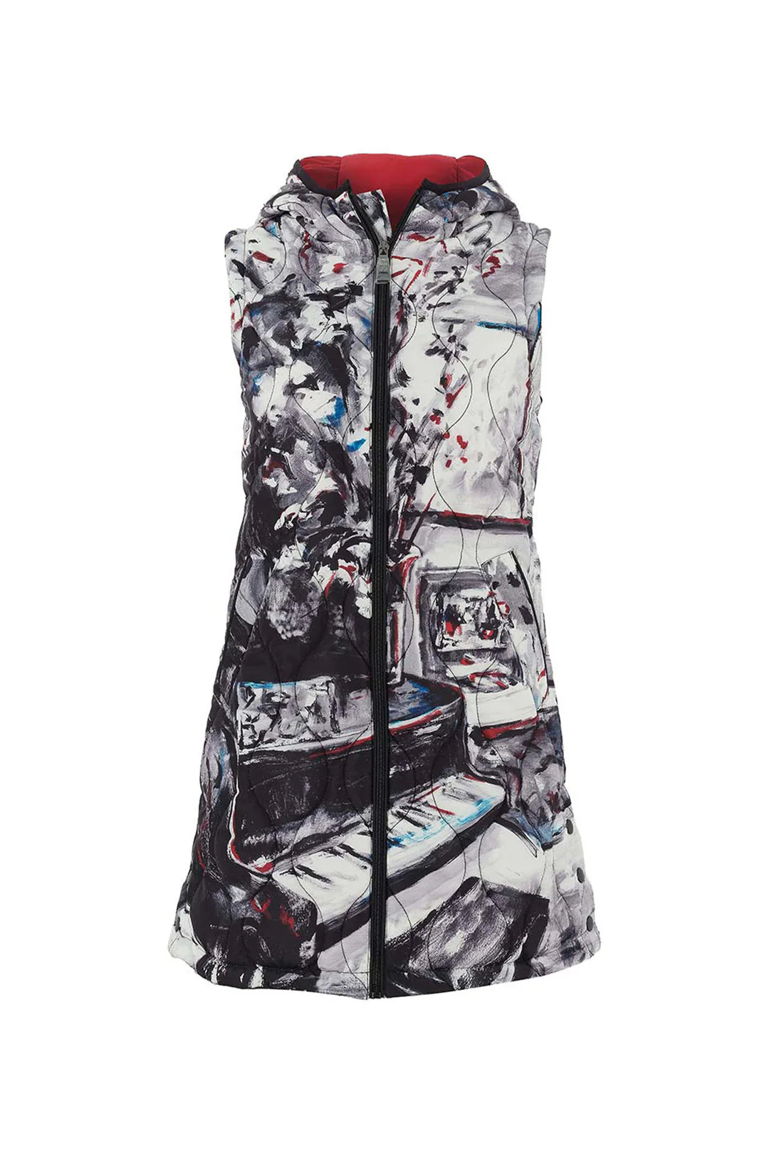 Piano Blues Long Hoodie Vest