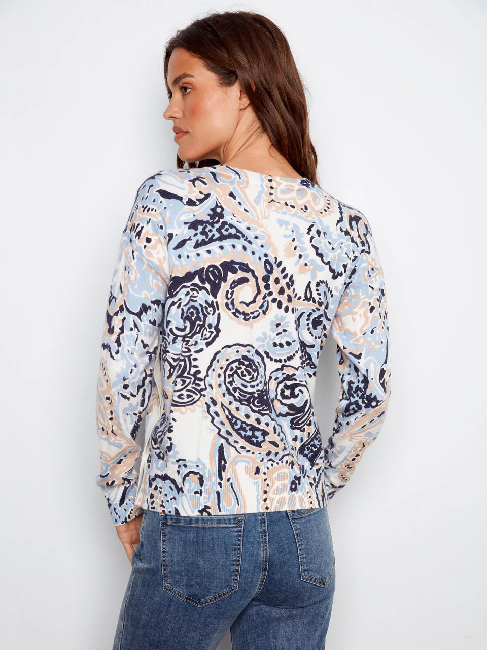 Printed Sweater With Side Buttons