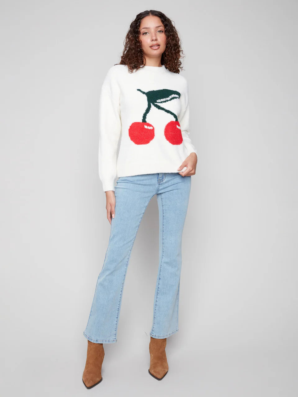 Cherry Intarsia Fluffy Sweater