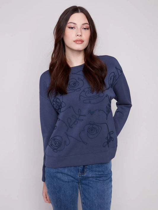 Scuba Knit Top with Soutache Detail