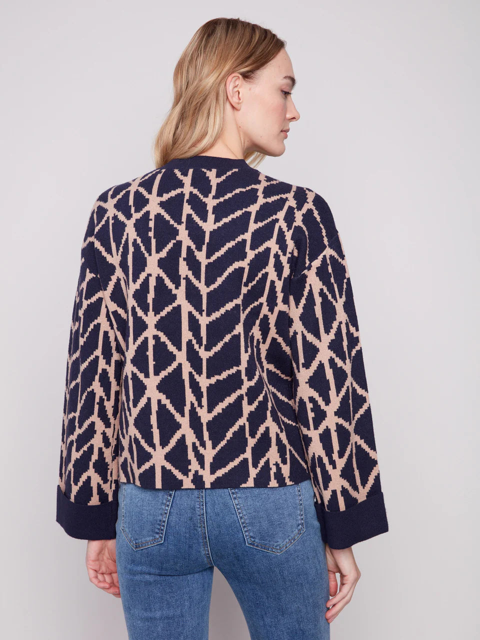 Jacquard Sweater With Folded Cuffs